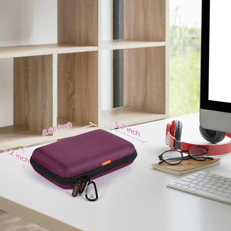 GLCON Deep Purple Carrying Case - Hard Storage Case Electronics Organizer Tech Pouch for Hard Drive, Power Bank, Cell Phone, Charger Enclosure - Portable Travel Pouch Bag with Carabiner - Image 2